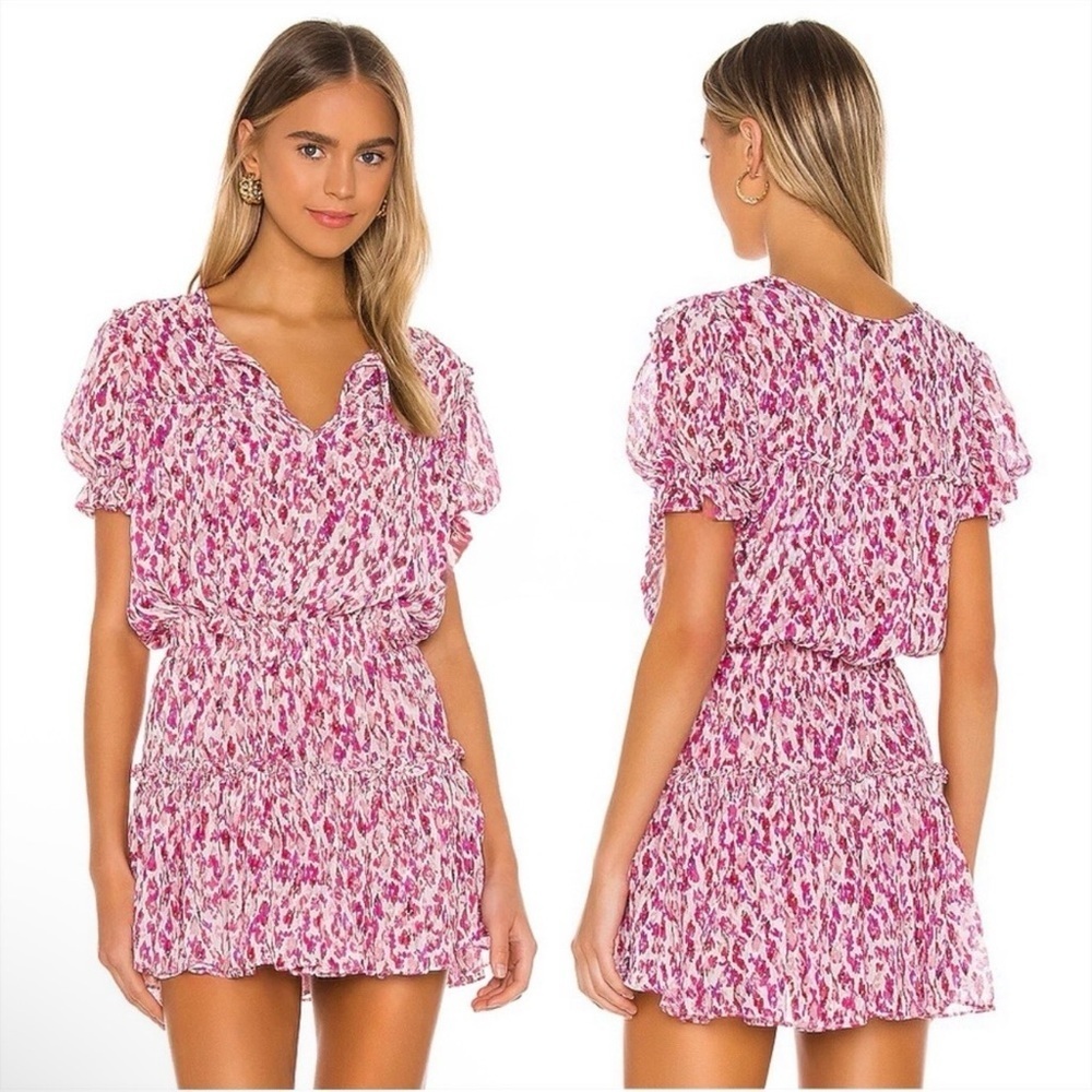 MISA Los Angeles Avani Pink Floral Smocked Mini Dress Size S